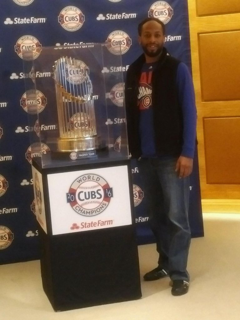My brother Mike with the World Series Trophy. humanfuckery fuckery